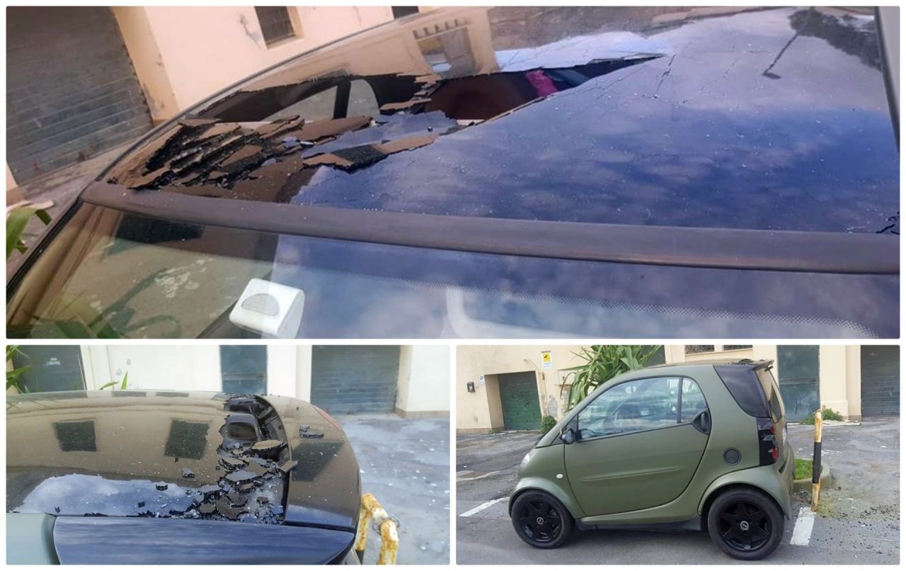 Vive a Sanremo ma trova danneggiata la propria auto targata Milano. Foto