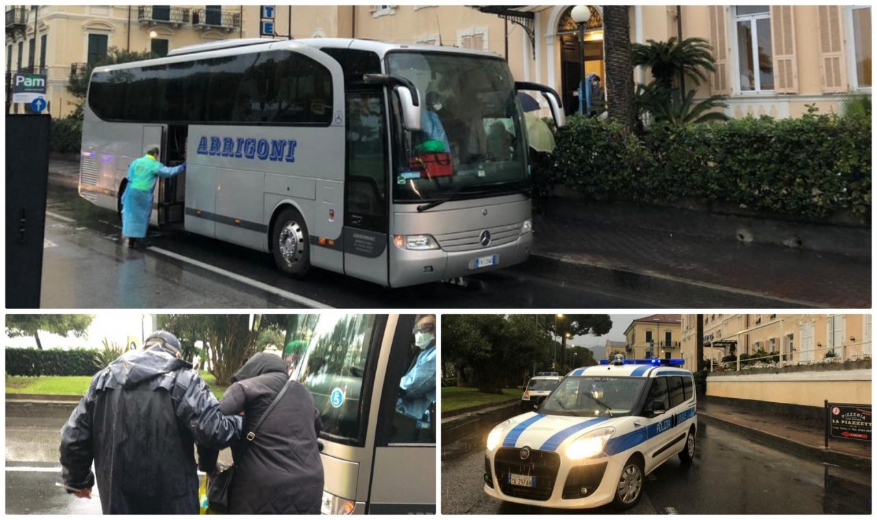 Coronavirus a Diano: partito il trasferimento dei 48 turisti bergamaschi