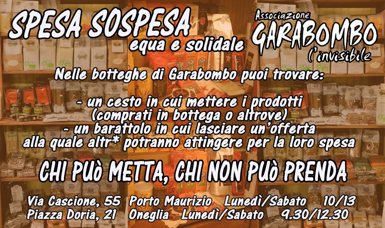L’Associazione Garabombo di Imperia lancia la “spesa sospesa”
