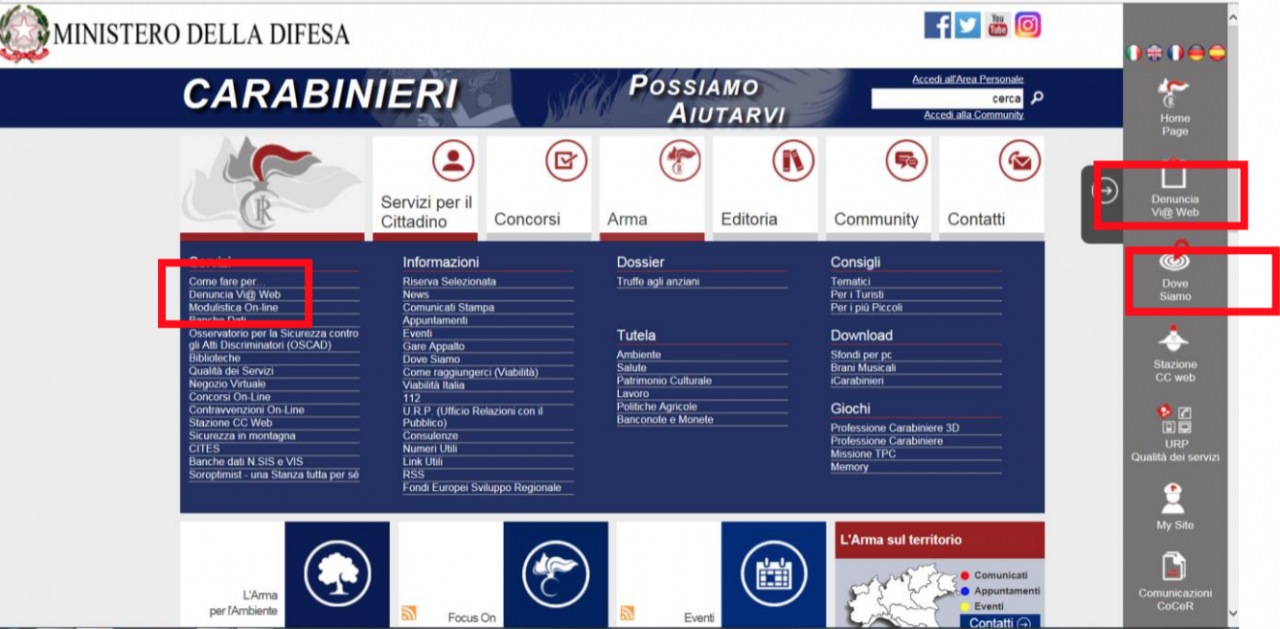 #IoRestoaCasa, denunce online sul sito dei carabinieri