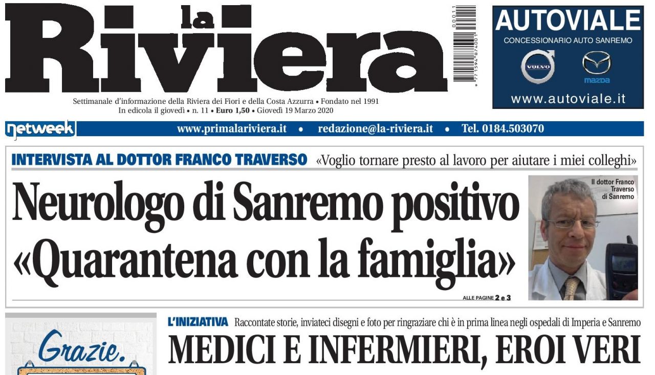 Neurologo di Sanremo positivo al coronavirus in quarantena con la famiglia