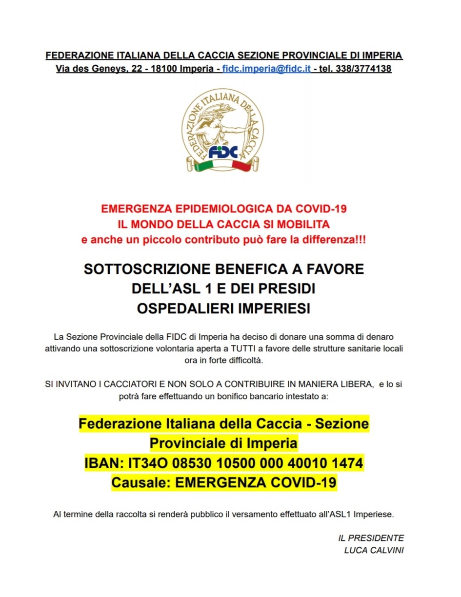 Anche i cacciatori in aiuto all’Asl 1 e ai presidi ospedalieri