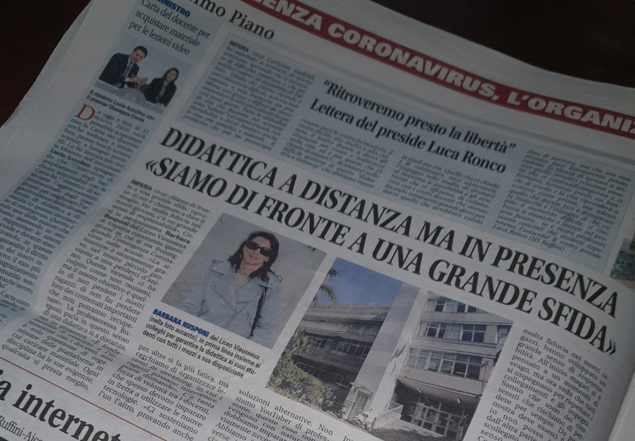 LE EDICOLE SONO APERTE – La Riviera in edicola con tre pagine speciali su come le scuole dell’imperiese si sono organizzate per l’emergenza Coronavirus