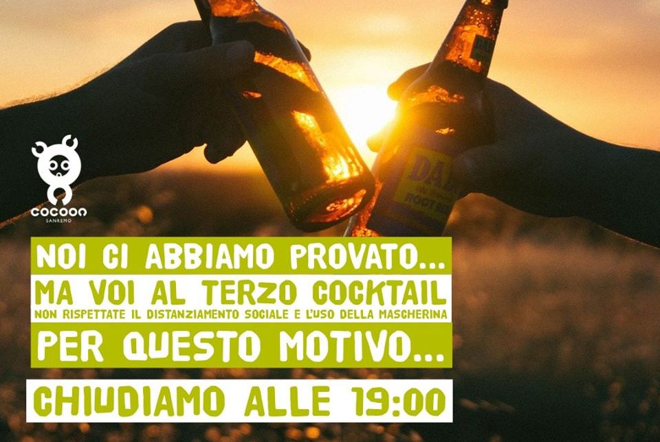 Sanremo: troppi assembramenti all’aperitivo, bar anticipa la chiusura