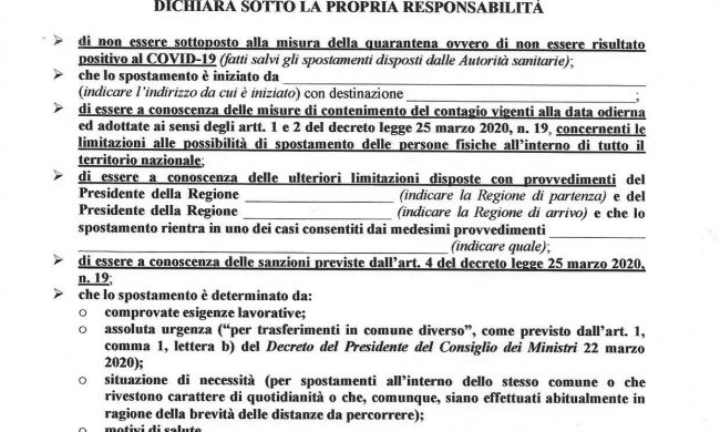 Autocertificazione FASE 2: potete scaricarla e stamparla qui