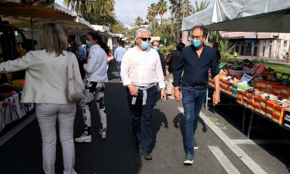 Sanremo: il sopralluogo del sindaco Biancheri al mercato sul lungomare Calvino