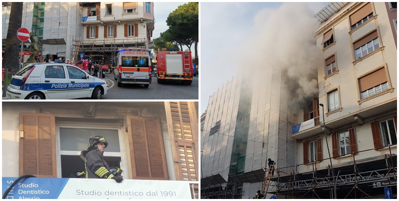 Corto circuito provoca incendio in studio dentistico del centro. Foto e video