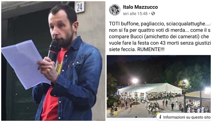 “Toti buffone, siete rumente” bufera sul presidente Anpi Mazzucco