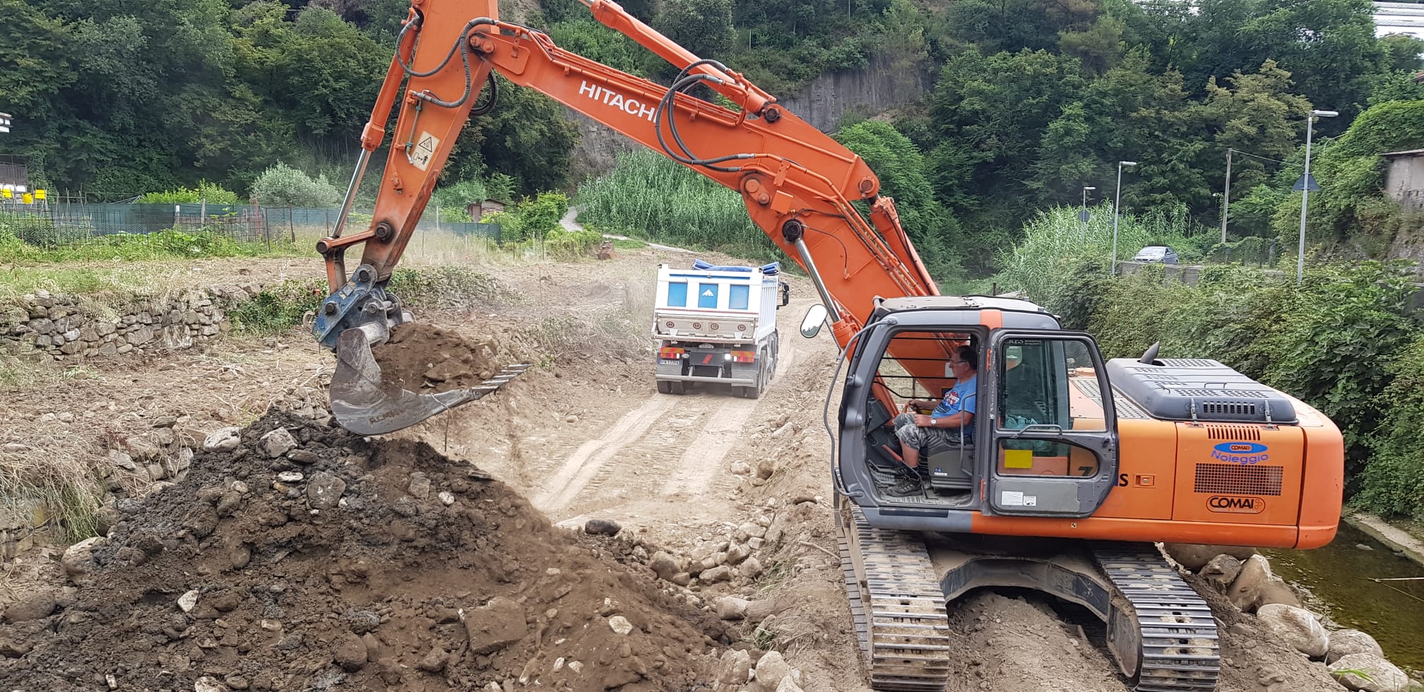 Lavori arginatura Soldano torrente