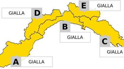 Allerta gialla prolungata su tutta la Liguria