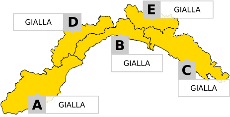 Allerta gialla prolungata su tutta la Liguria