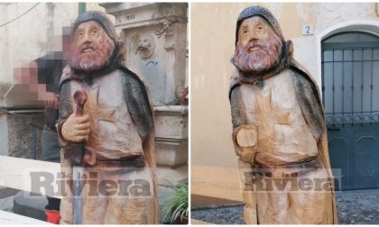 Staccati il braccio e la spada del cavaliere templare dell'artista Brisiu a Ospedaletti