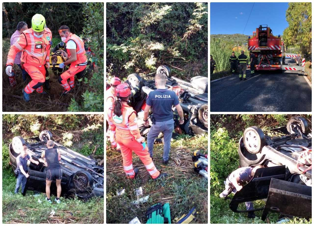 Rotola nella scarpata con l’auto: donna 50enne intrappolata per ore. Foto