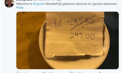 Lo sconto di 50 centesimi (sul conto di quasi 300 euro) in un ristorante ligure diventa virale