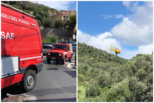 Finisce con la bicicletta nel torrente, portata in elicottero a Pietra Ligure