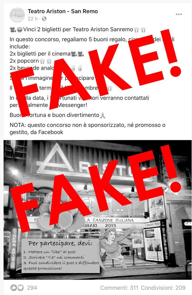 Attenzione al finto concorso del Teatro Ariston