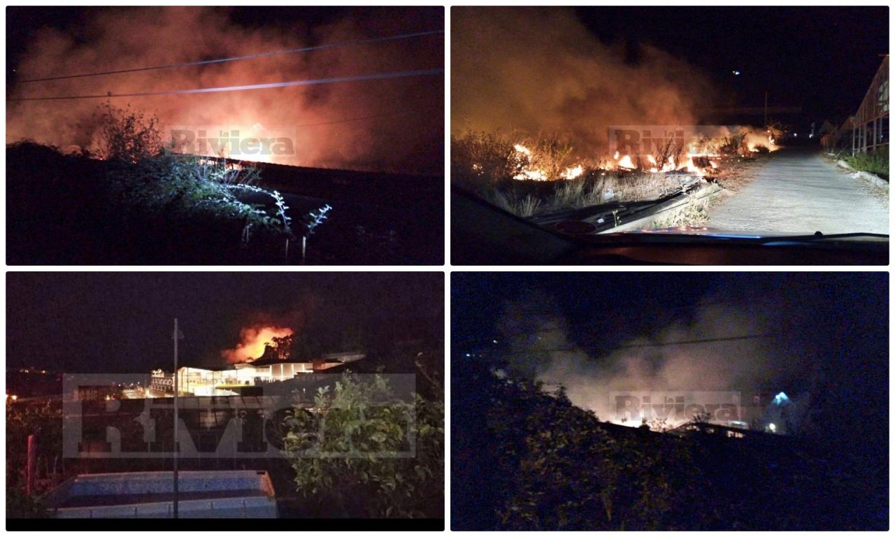 Notte di fuoco tra Camporosso e Sanremo: incendio tra le case vicino “The Mall”