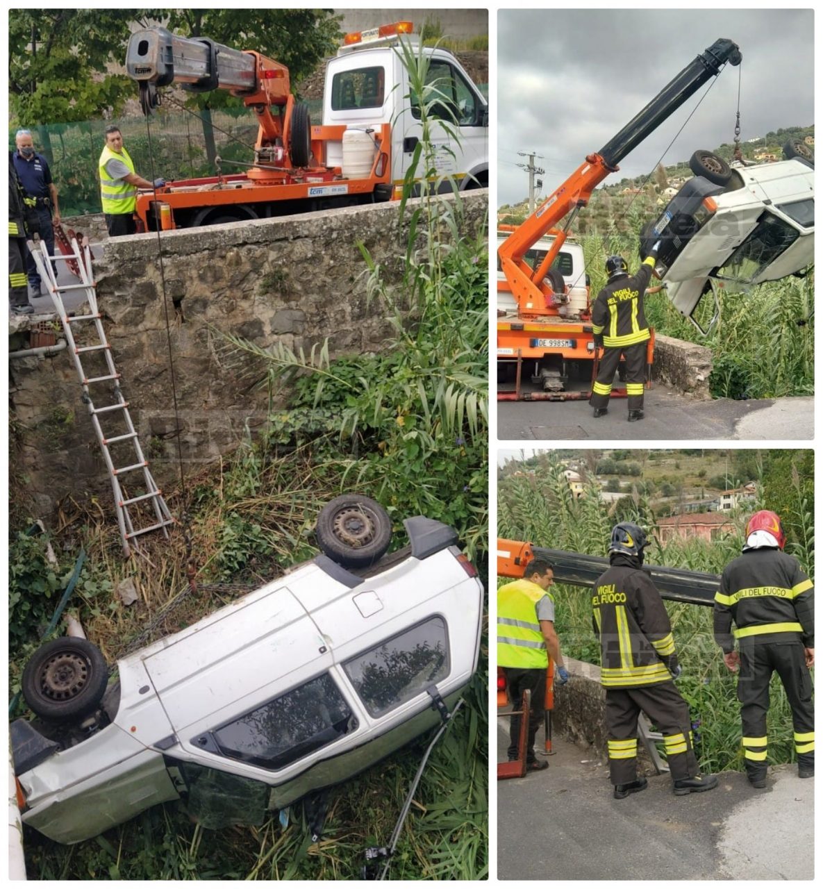 Precipita con l’auto nel torrente dopo essere stata tamponata da uno scooter
