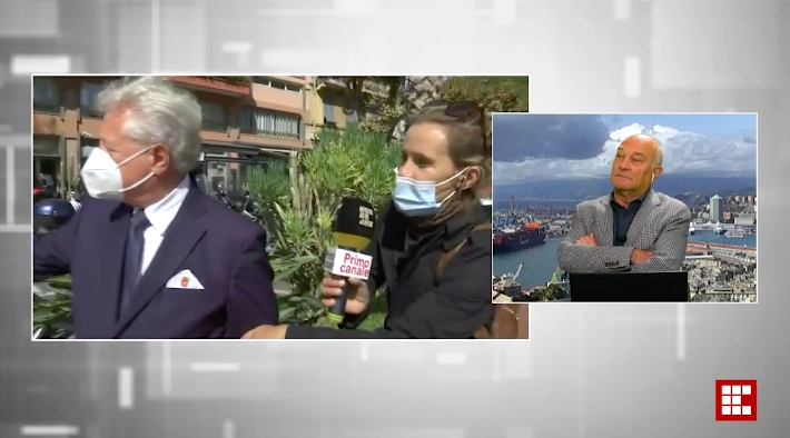 Il sindaco di Ventimiglia Scullino derubato della giacca durante una diretta televisiva