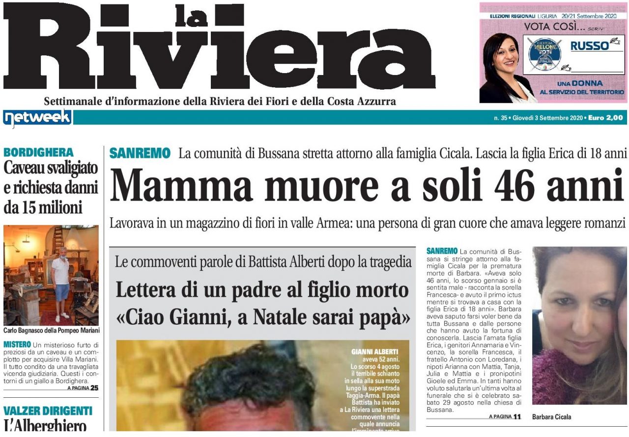 Lettera di un padre al figlio morto «Ciao Gianni, a Natale sarai papà»