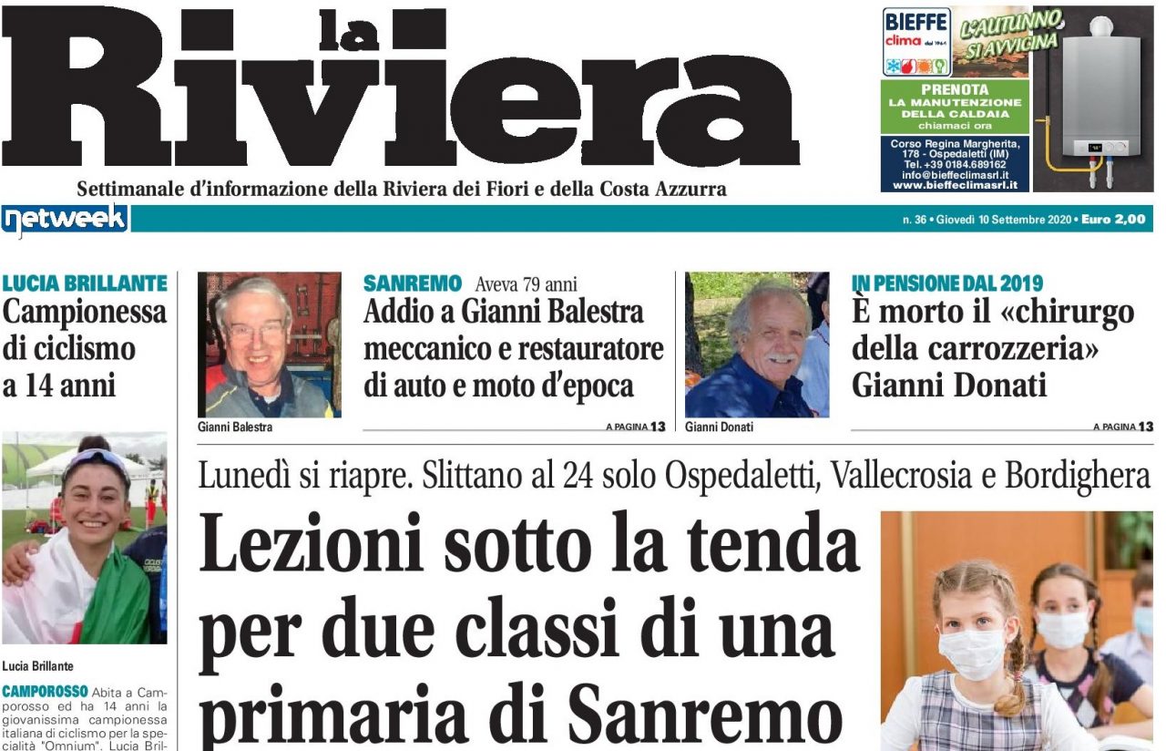 Lezioni sotto una tenda per due classi di Sanremo