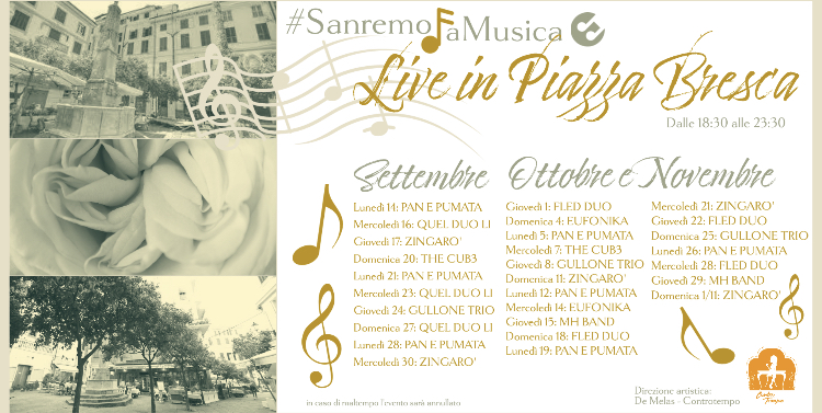 Un ottobre ricco di appuntamenti con la musica live di piazza Bresca