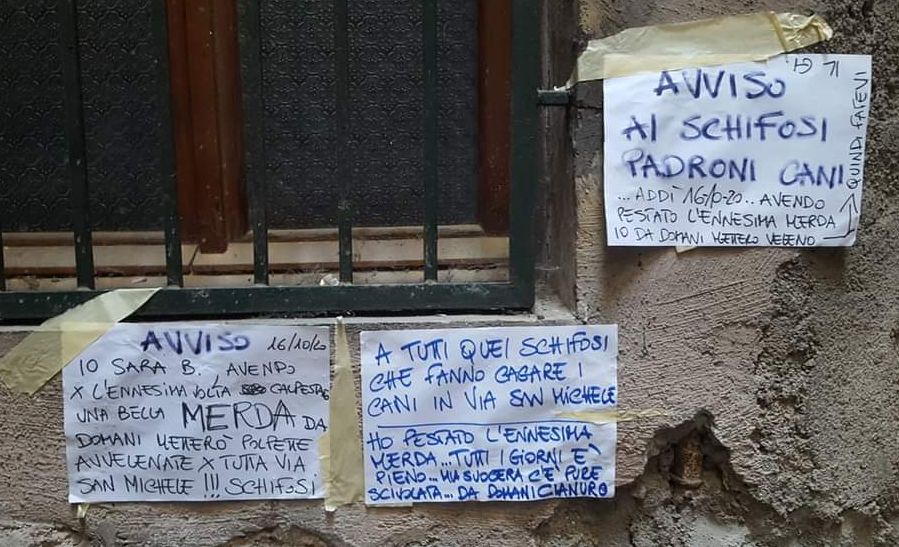 “Ho pestato l’ennesima m… da domani cianuro ai cani”: 3 cartelli choc a Dolceacqua