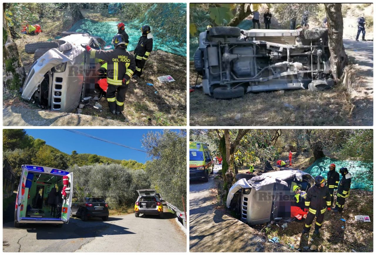 Precipitano col fuoristrada nella fascia: feriti padre e figlio a Ventimiglia. Video