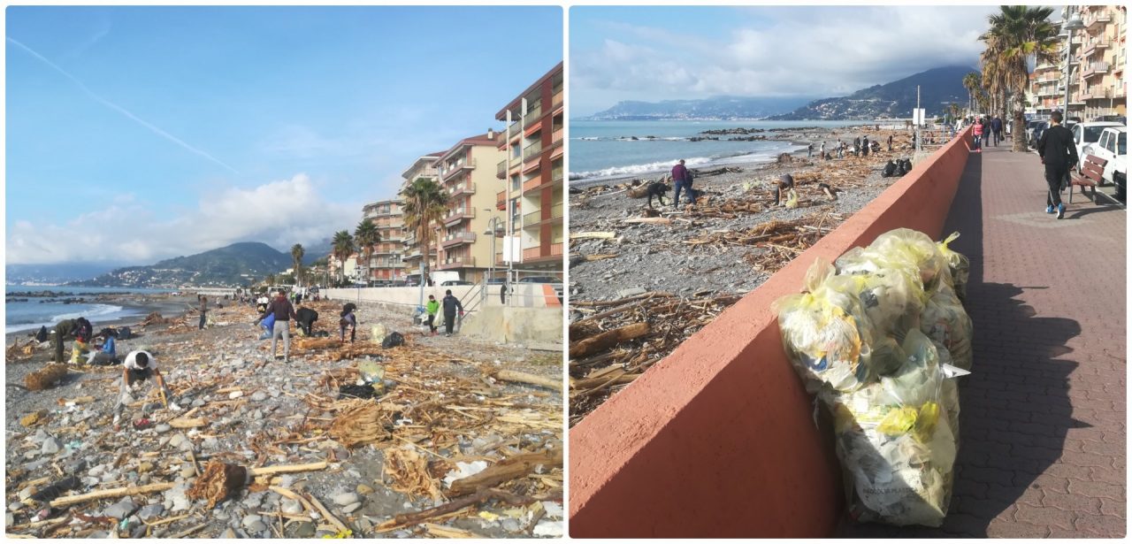 Volontari puliscono le spiagge a Ventimiglia