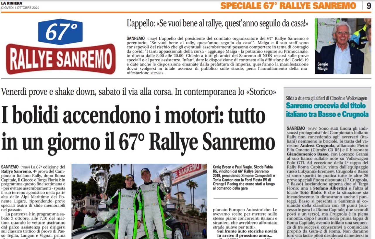 Se volete bene al Rallye di Sanremo state a casa