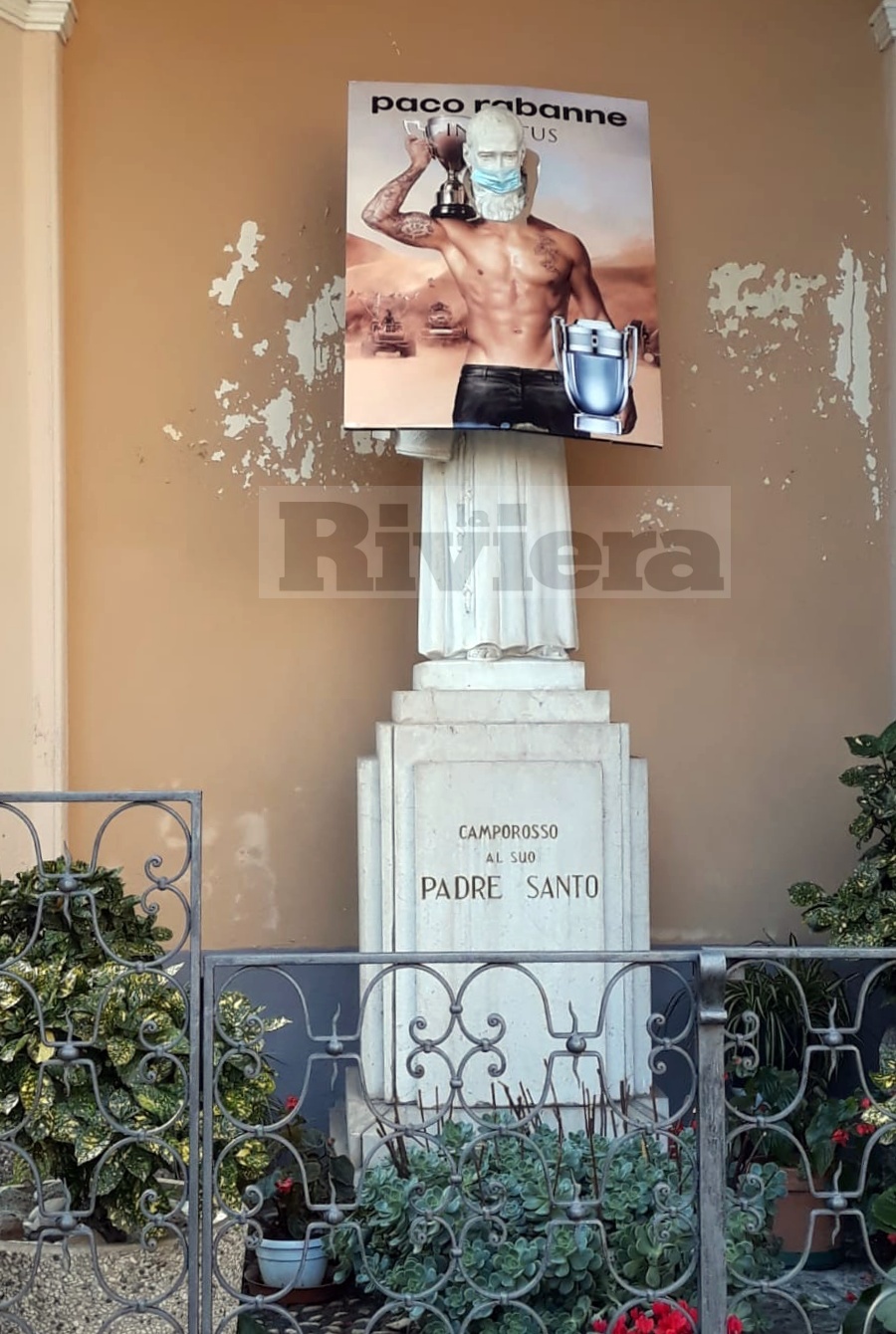 Statua Padre Santo vandalizzata Camporosso