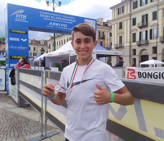Il 12enne Gabriele Ferrara sul podio al Trofeo Italia di Duathlon