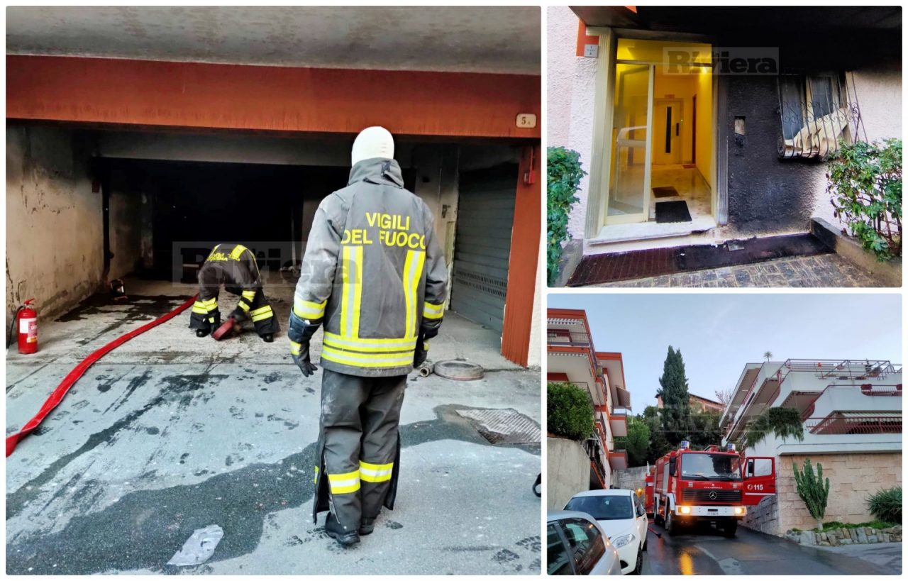 Brucia garage con solventi a Ventimiglia, sfiorata la tragedia e 4 in ospedale. Video