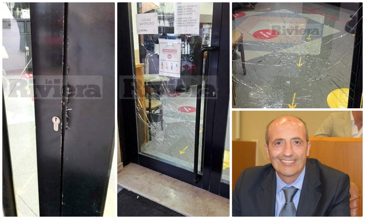 Danneggiata la porta del Bar Canada del consigliere comunale Maurizio Rea di Ventimiglia