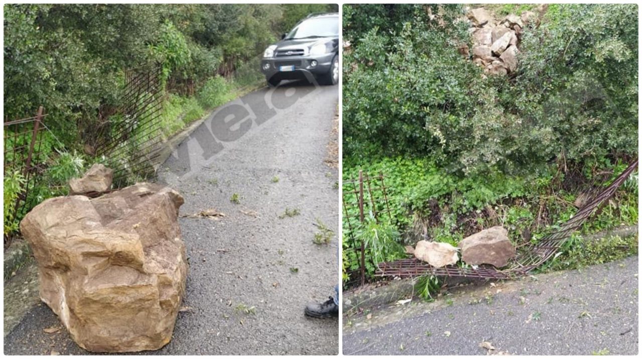 Crolla un macigno sulla strada a Sanremo, rischiata la tragedia