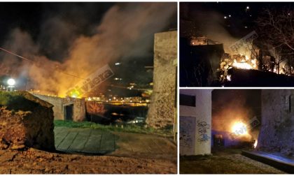 Brucia una casa di campagna a Ventimiglia Alta, avvertite alcune esplosioni