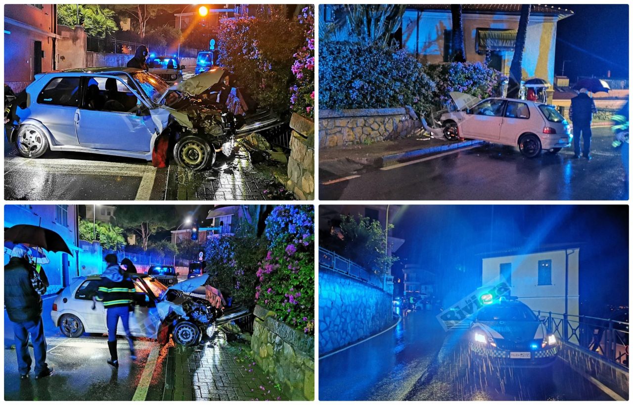 Auto impazzita finisce sul marciapiede, tragedia sfiorata a Bordighera