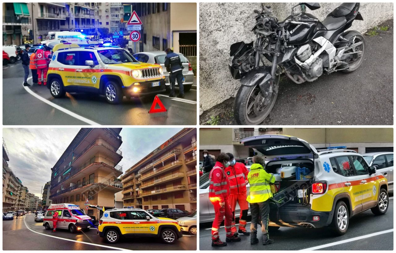 Schianto auto e moto a Sanremo, ferito un uomo in via Pietro Agosti