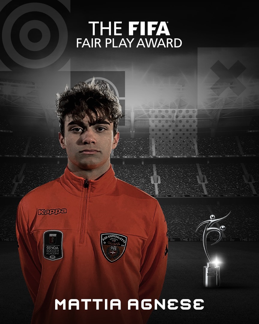 Mattia Agnese vince il premio Fair Play della Fifa