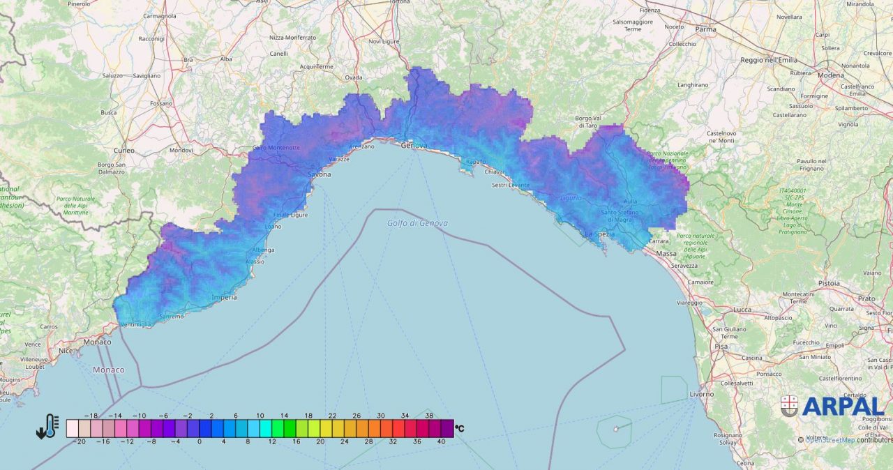 In provincia di Imperia la temperatura più bassa di tutta la Regione