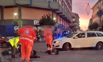 Schianto auto moto all'incrocio dell'Oviesse di Ventimiglia, un ferito