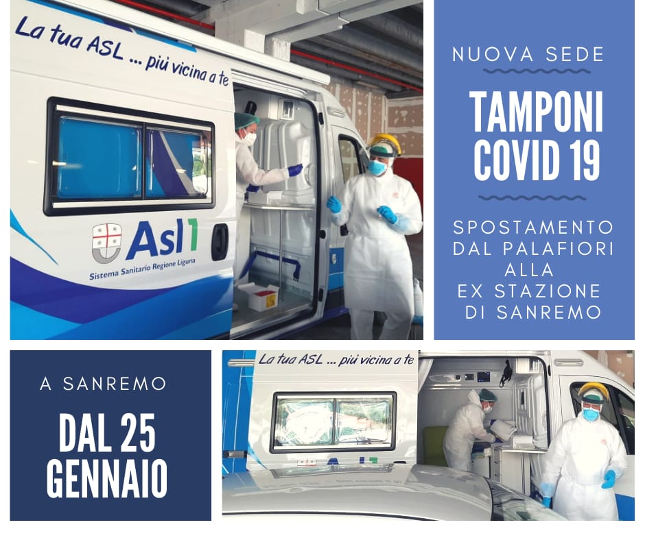 Punto Tamponi Covid-19 a Sanremo, si cambia: dal Palafiori alla vecchia stazione ferroviaria