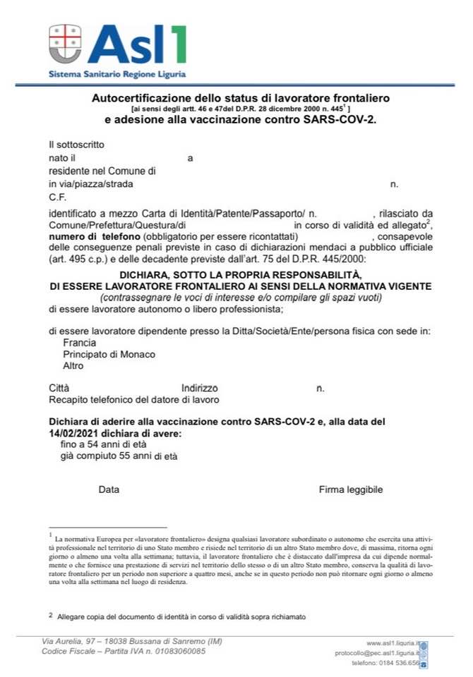 Frontalieri: ecco come prenotare il vaccino, scarica il modulo