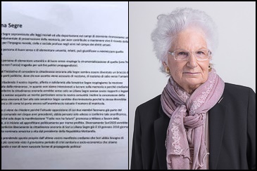 Sori, il Comune non conferisce la cittadinanza onoraria alla senatrice Liliana Segre