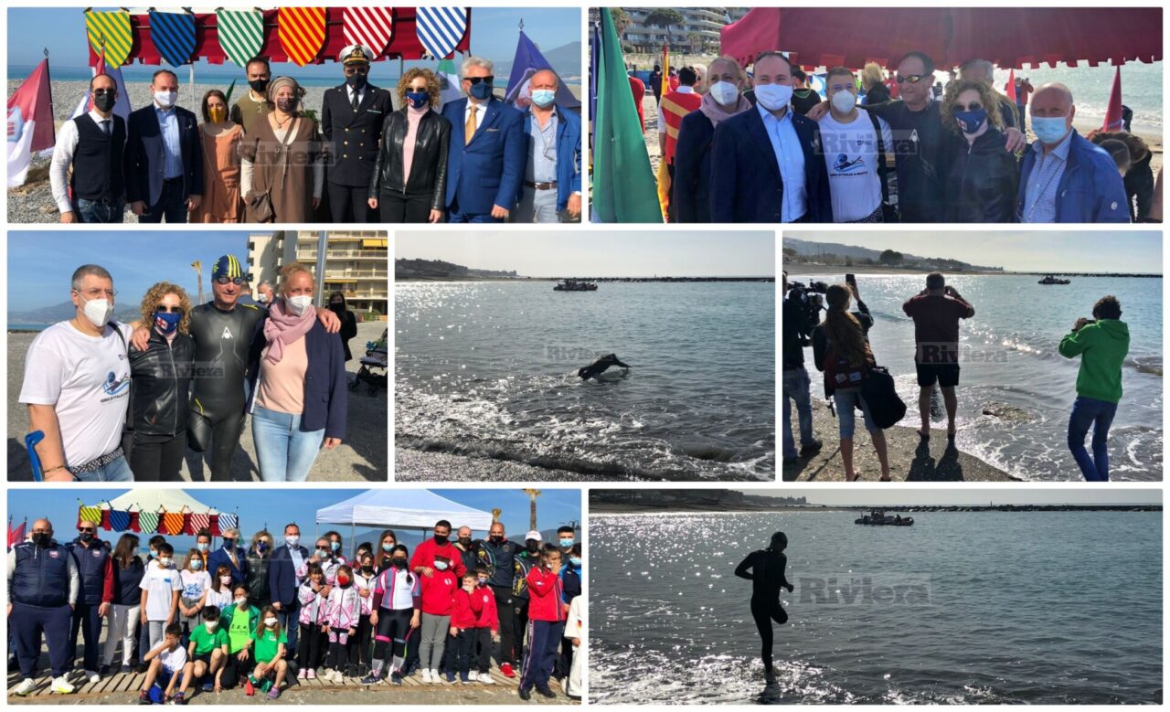 Partito da Ventimiglia il Giro d’Italia a nuoto di Salvatore Cimmino