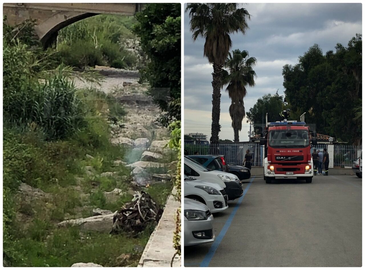 Falò nel Roya: intervengono vigili del fuco e polizia locale a Ventimiglia