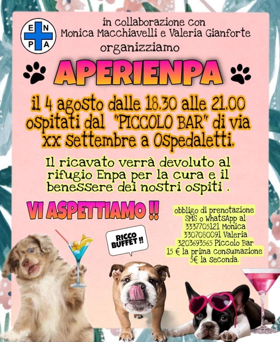 Enpa organizza “APeriEnpa” per raccolta fondi per gli animali del rifugio