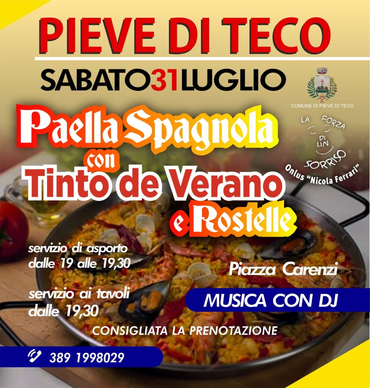 Onlus Nicola Ferrari, sabato serata Paella e Tinto de Verano per raccogliere fondi per la ricerca