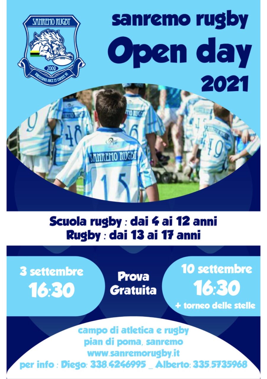 A settembre Open Day Sanremo Rugby