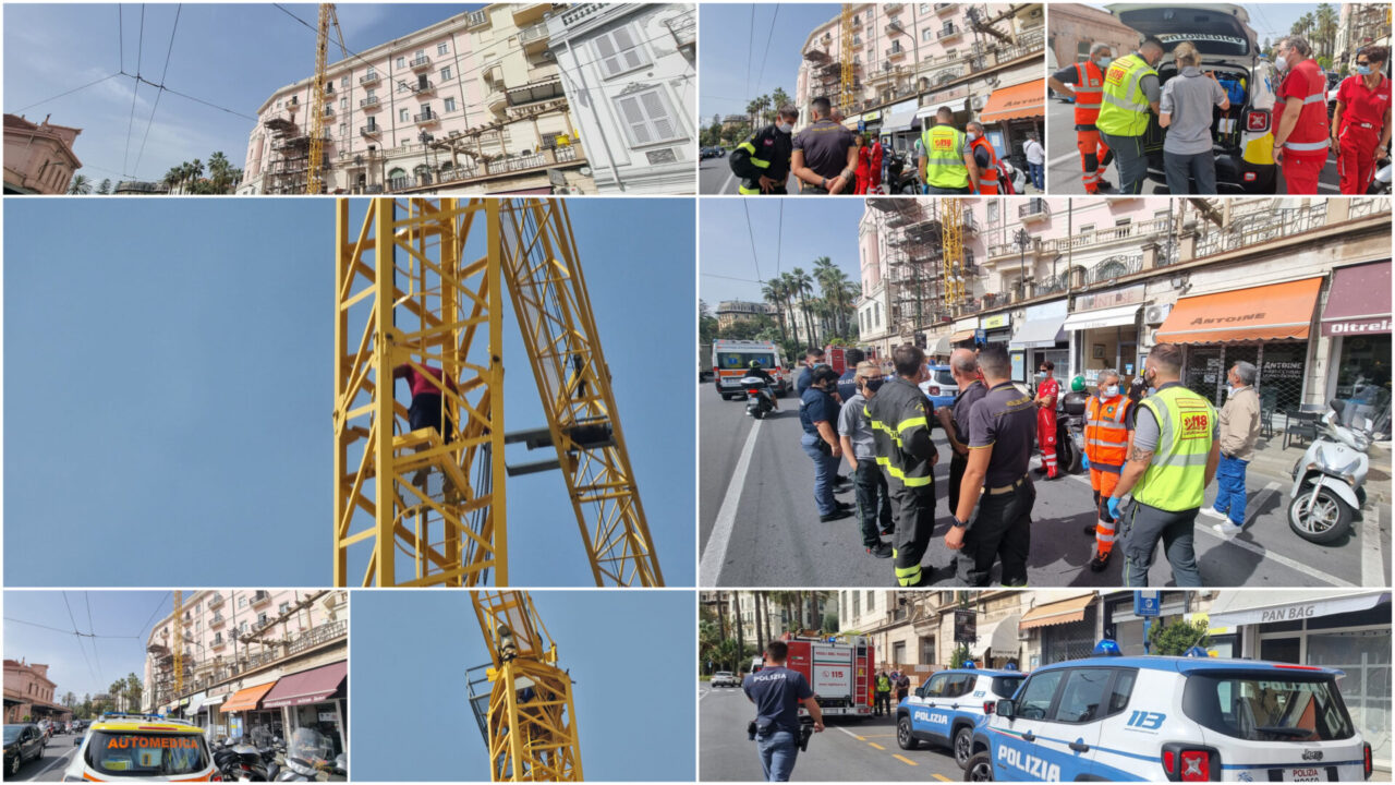 Uomo minaccia di lanciarsi da una gru, VVF e 118 lo convincono a scendere